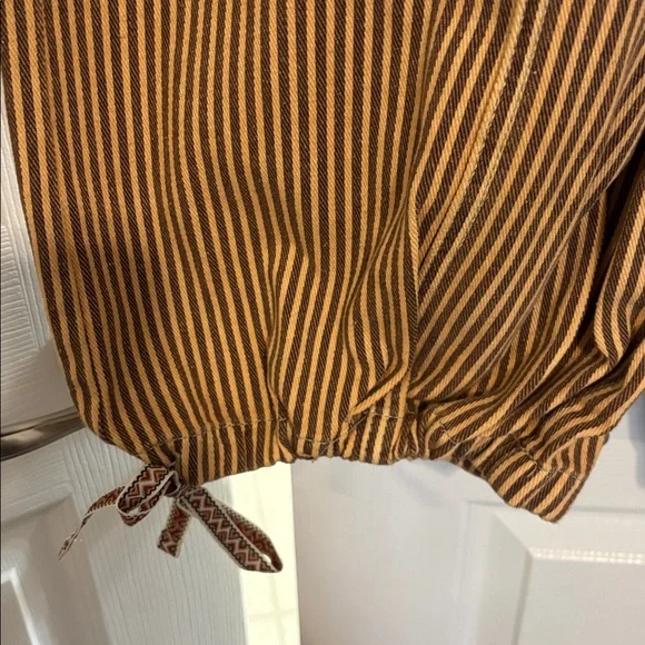 Womens Brown Striped Drawstring Cargo Pants - Picture 4 of 5